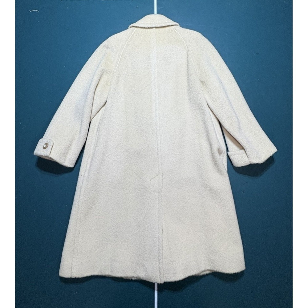 Vtg 60s Alpagora Deep Fleece Wool Mohair Coat ILGWU Cream Mod Swing Womens Large - Picture 13 of 16